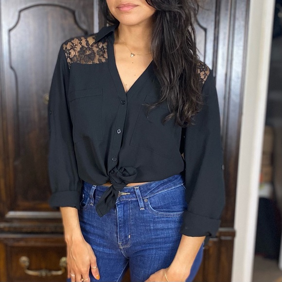 Express Tops - EXPRESS Black Lace blouse